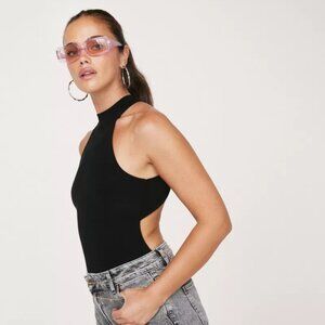 Nasty Gal Open Back Halter Double Slinky Bodysuit Size L